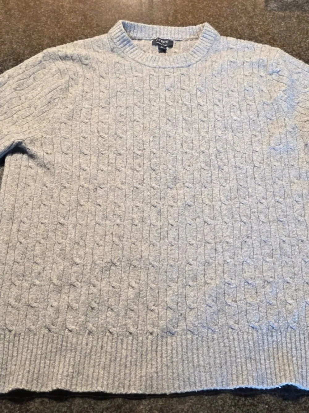 J.Crew Extra Soft Cable-Knit Crewneck Sweater Men's CD599 Wool Blend Gray